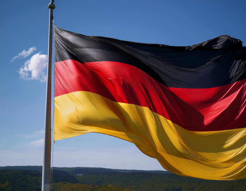Deutsche Flagge weht im Wind